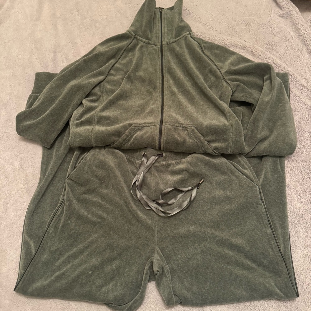 Everlast‎ Green Velour Tracksuit Set Womens Medium Y2K Full Zip